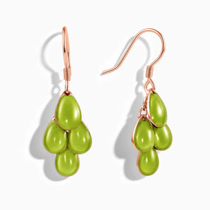 18KT Rose Gold Vermeil Pear Peridot Dangle Earrings - Petal Rain Front View