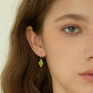 18KT Rose Gold Vermeil Pear  Peridot Dangle Earrings - Petal Rain Model Shot