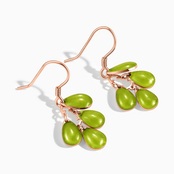 18KT Rose Gold Vermeil Pear Peridot Dangle Earrings - Petal Rain Side View