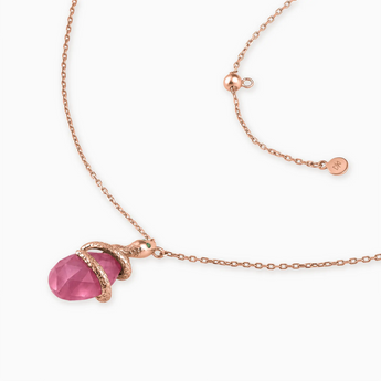 18KT Rose Gold Vermeil Pear Pink Tourmaline Serpent Wrap Necklace Wild Oath Side View