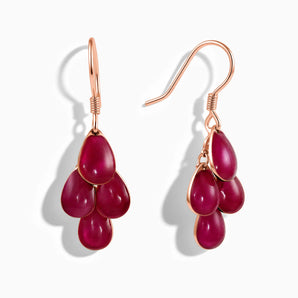 18KT Rose Gold Vermeil Pear Ruby Dangle Earrings - Petal Rain Front View