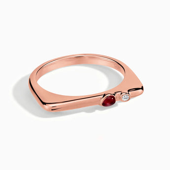18KT Rose Gold Vermeil Pear Ruby Puzzle Stacking Ring - Minimal Calm Front View