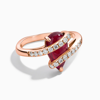18KT Rose Gold Vermeil Pear Ruby Wrap Ring - Orbit Front View