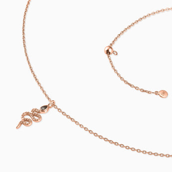 18KT Rose Gold Vermeil Pear Smoky Quartz Serpent Pendant Necklace Meander Side View
