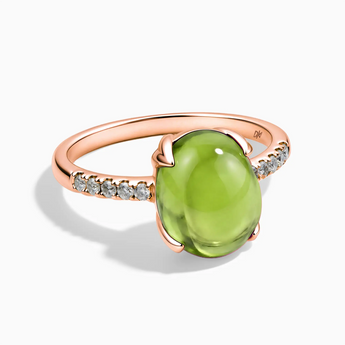 18KT Rose Gold Vermeil Peridot Cabochon Ring - Minimal Spiritual Front View