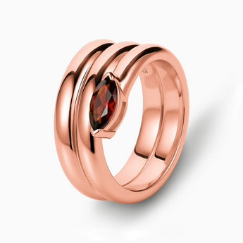 18KT Rose Gold Vermeil Marquise Garnet Wrap Ring - Eye of Light Side Profile View