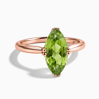 18KT Rose Gold Vermeil Peridot Marquise Ring - Silent Glow Front View