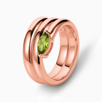 18KT Rose Gold Vermeil Marquise Peridot Wrap Ring - Eye of Light Side Profile View