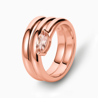 18KT Rose Gold Vermeil Marquise Morganite Wrap Ring - Eye of Light Side Profile View