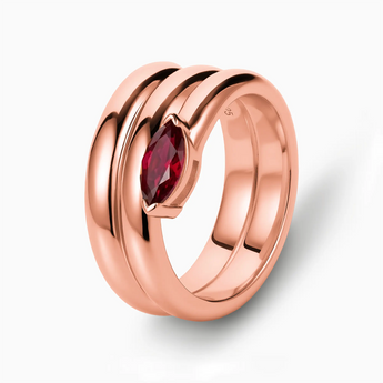 18KT Rose Gold Vermeil Marquise Ruby Wrap Ring - Eye of Light Side Profile View