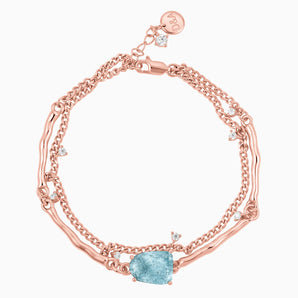 18KT Rose Gold Vermeil Raw Aquamarine Layered Bracelet - Wild Vine Front View
