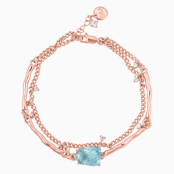 18KT Rose Gold Vermeil Raw Aquamarine Layered Bracelet - Wild Vine Front View