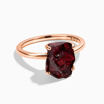 18KT Rose Gold Vermeil Raw Garnet Ring - Freeform Front View