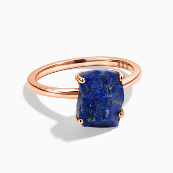 18KT Rose Gold Vermeil Raw Lapis Lazuli Ring - Freeform Front View