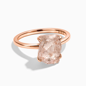 18KT Rose Gold Vermeil Raw Morganite Ring - Freeform Front View
