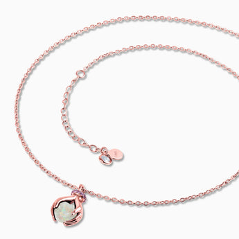 18KT Rose Gold Vermeil Raw Opal Cradle Necklace - Guardian Hands Side View