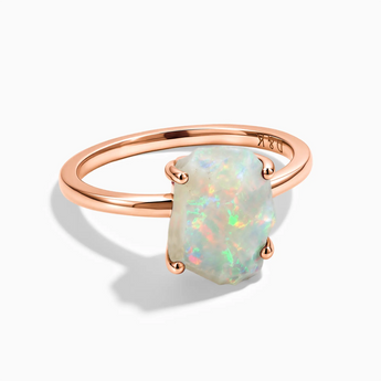 18KT Rose Gold Vermeil Raw Opal Ring - Freeform Front View