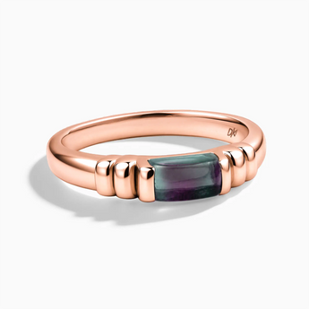 18KT Rose Gold Vermeil Rectangle Alexandrite Cabochon Ring Axis Front View