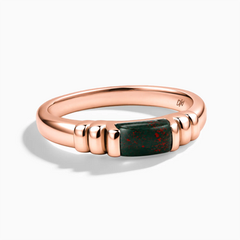 18KT Rose Gold Vermeil Rectangle Bloodstone Cabochon Ring Axis Front View