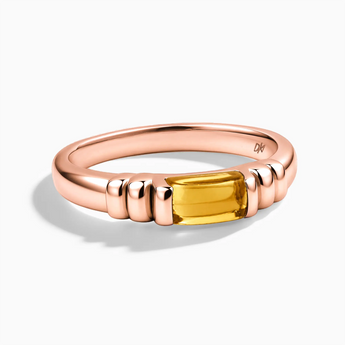 18KT Rose Gold Vermeil Rectangle Citrine Cabochon Ring Axis Front View