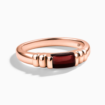 18KT Rose Gold Vermeil Rectangle Garnet Cabochon Ring Axis Front View