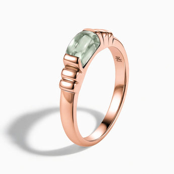 18KT Rose Gold Vermeil Rectangle Green Amethyst Cabochon Ring Axis Side View
