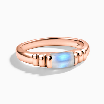 18KT Rose Gold Vermeil Rectangle Moonstone Cabochon Ring Axis Front View