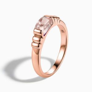 18KT Rose Gold Vermeil Rectangle Morganite Cabochon Ring Axis Side View