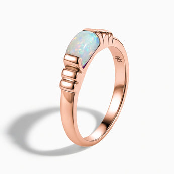 18KT Rose Gold Vermeil Rectangle Opal Cabochon Ring Axis Side View
