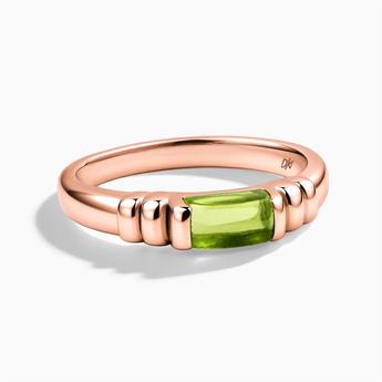 18KT Rose Gold Vermeil Rectangle Peridot Cabochon Ring Axis Front View