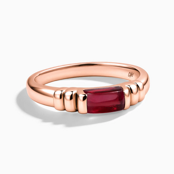 18KT Rose Gold Vermeil Rectangle Ruby Cabochon Ring Axis Front View