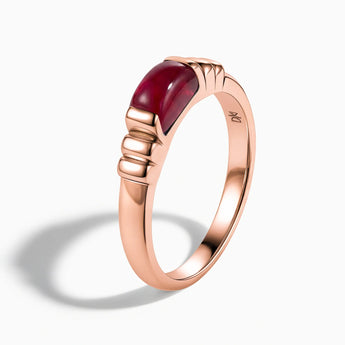 18KT Rose Gold Vermeil Rectangle Ruby Cabochon Ring Axis Side View