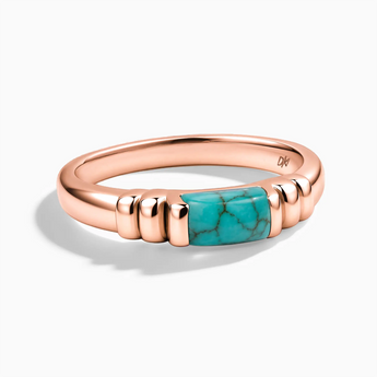 18KT Rose Gold Vermeil Rectangle Turquoise Cabochon Ring Axis Front View