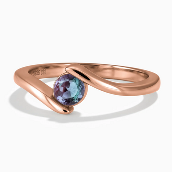18KT Rose Gold Vermeil Round Alexandrite Bypass Ring - Soft Haven Front View