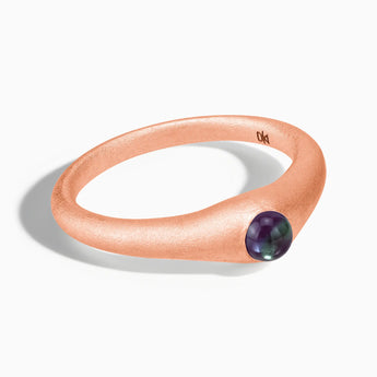 18KT Rose Gold Vermeil Round Alexandrite Sandblasted Dome Ring - Morning Frost Front View
