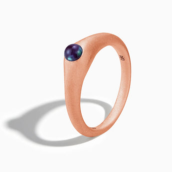 18KT Rose Gold Vermeil Round Alexandrite Sandblasted Dome Ring - Morning Frost Side View