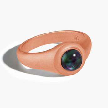 18KT Rose Gold Vermeil Round Alexandrite Sandblasted Ring - Matte Sculpt Front View