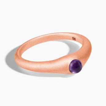 18KT Rose Gold Vermeil Round Amethyst Sandblasted Dome Ring - Morning Frost Front View