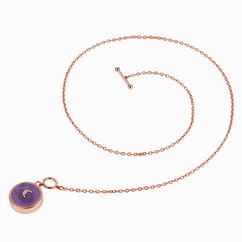 18KT Rose Gold Vermeil Round Amethyst Toggle Clasp Necklace - Inner Moon Side View