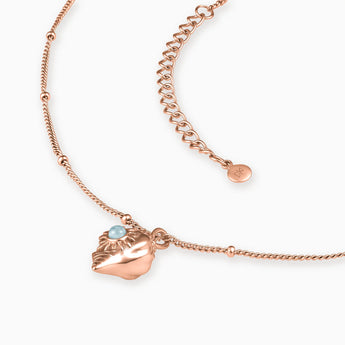 18KT Rose Gold Vermeil Round Aquamarine Sun Conch Necklace - Tidal Glow Side View
