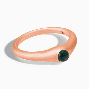 18KT Rose Gold Vermeil Round Bloodstone Sandblasted Dome Ring - Morning Frost Front View