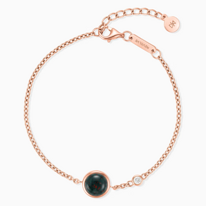 18KT Rose Gold Vermeil Round Bloodstone Spinner Bracelet - Revolve Front View