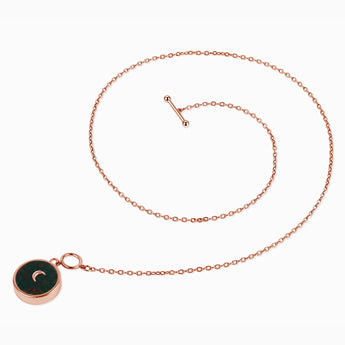 18KT Rose Gold Vermeil Round Bloodstone Toggle Clasp Necklace - Inner Moon Side View