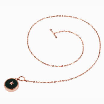 18KT Rose Gold Vermeil Round Bloodstone Toggle Clasp Necklace - Inner Star Side View