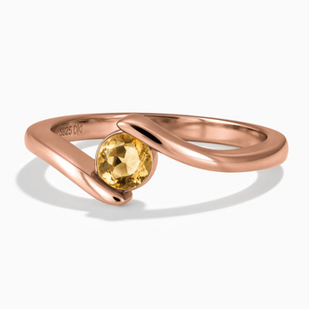 18KT Rose Gold Vermeil Round Citrine Bypass Ring - Soft Haven Front View