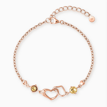 18KT Rose Gold Vermeil Round Citrine Heart Infinity Bracelet - Evermore Front View