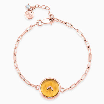 18KT Rose Gold Vermeil Round Citrine Paperclip Bracelet - Solo Moon Front View