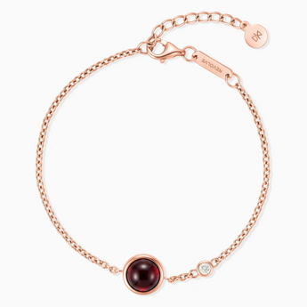 18KT Rose Gold Vermeil Round Garnet Spinner Bracelet - Revolve Front View