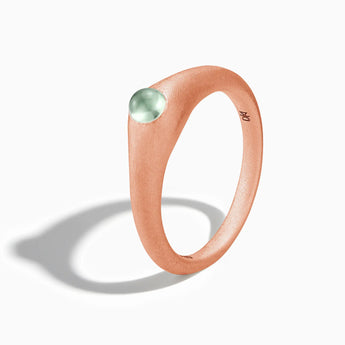18KT Rose Gold Vermeil Round Green Amethyst Sandblasted Dome Ring - Morning Frost Side View