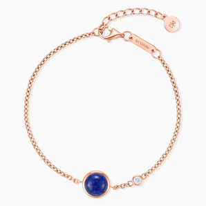18KT Rose Gold Vermeil Round Lapis Lazuli Spinner Bracelet - Revolve Front View